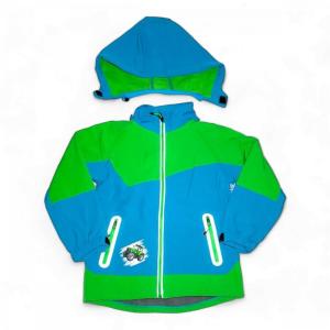 Softshellová bunda dětská zateplená Traktor zeleno-modrá 104