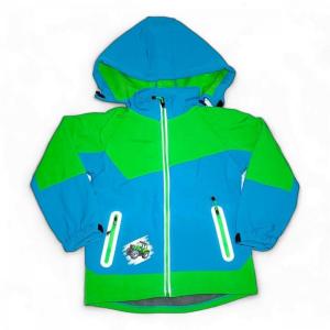 Softshellová bunda dětská zateplená Traktor zeleno-modrá 98