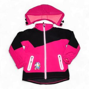 Softshellová bunda dětská zateplená Unicorn černo-růžová 104