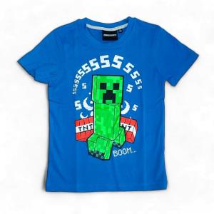 Minecraft tričko BOOM modré 152