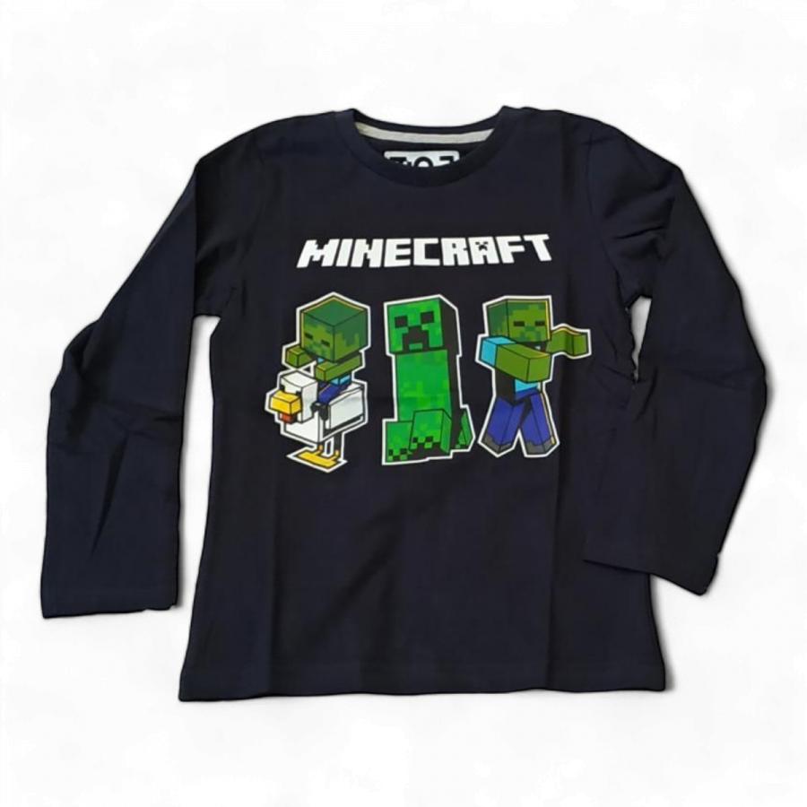 Minecraft tričko tm. modré 116