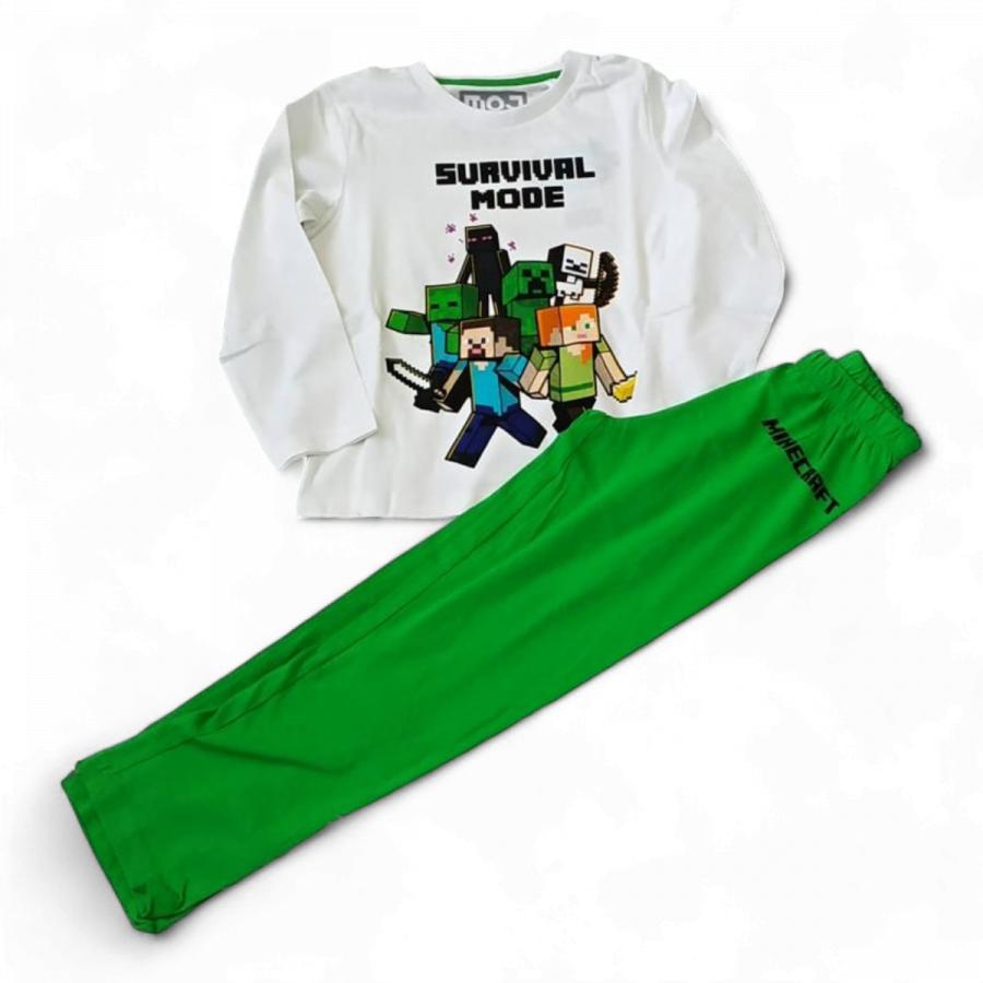 Minecraft pyžamo dlouhé zeleno-bílé 134