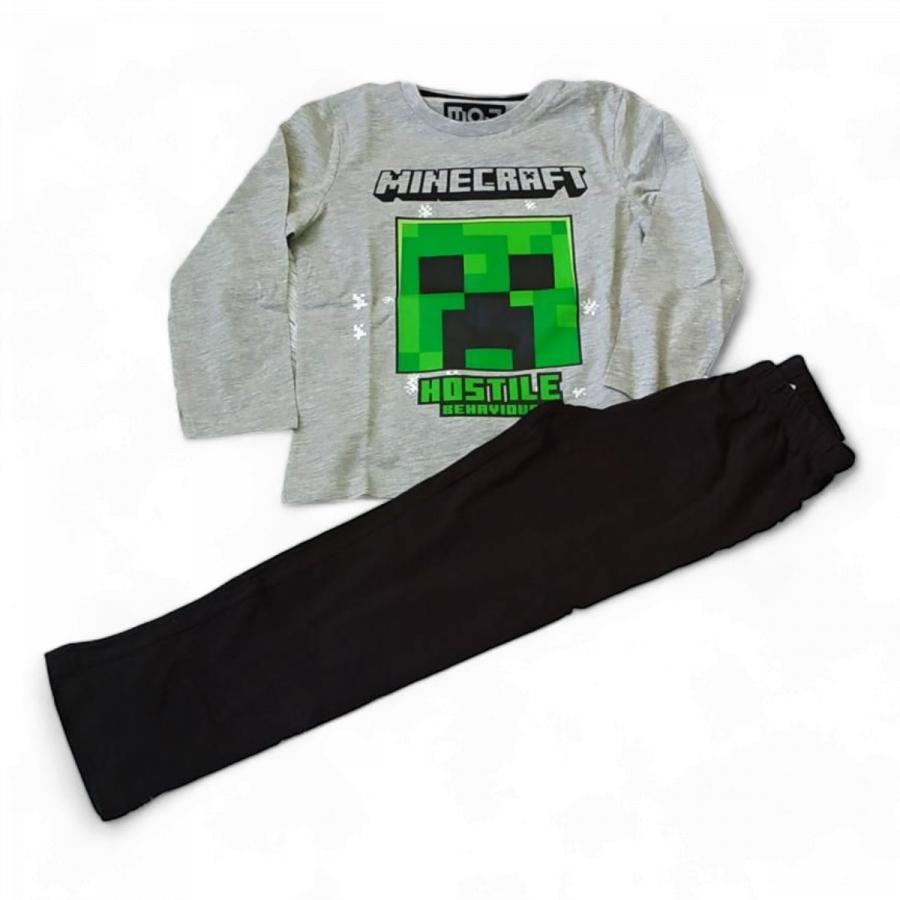 Minecraft pyžamo dlouhé šedo-černé 140