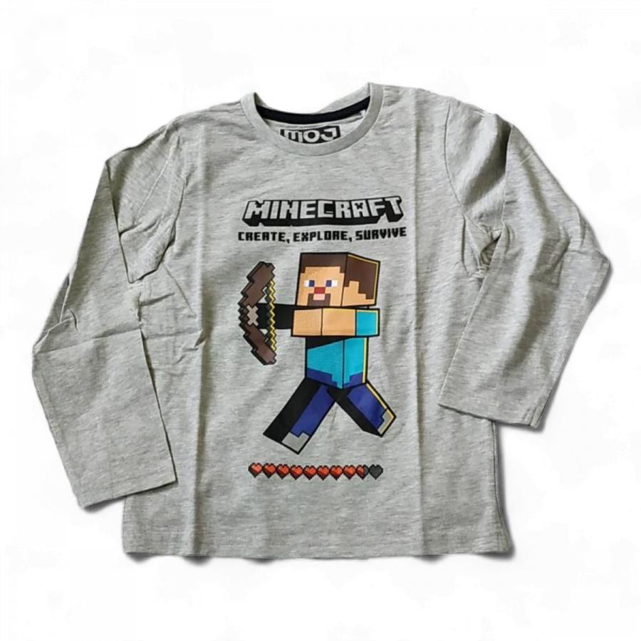 Minecraft tričko šedé 140