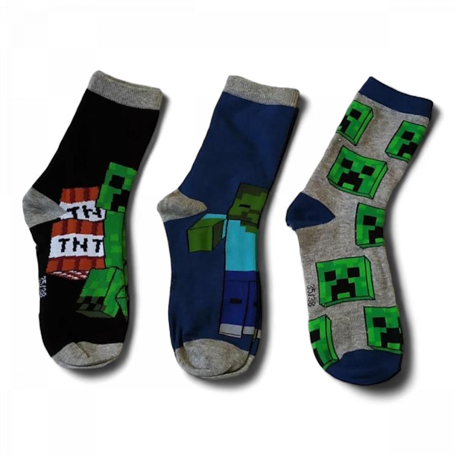 Minecraft ponožky 3 páry 35-38