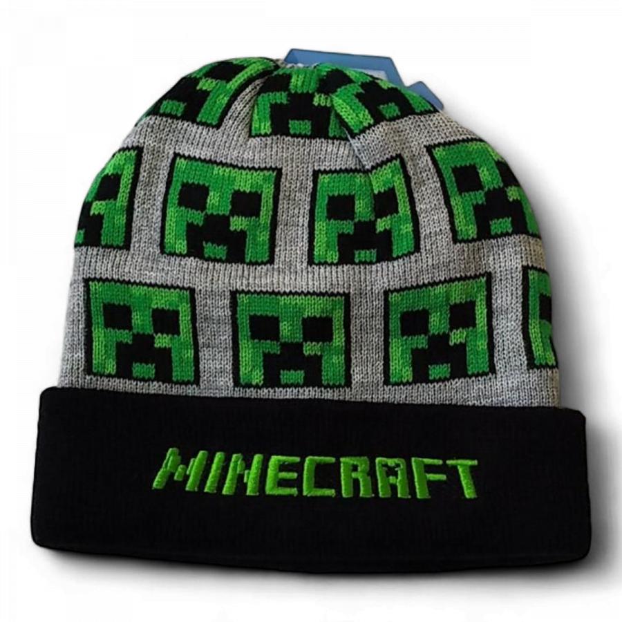 Minecraft zimní čepice šedá 56